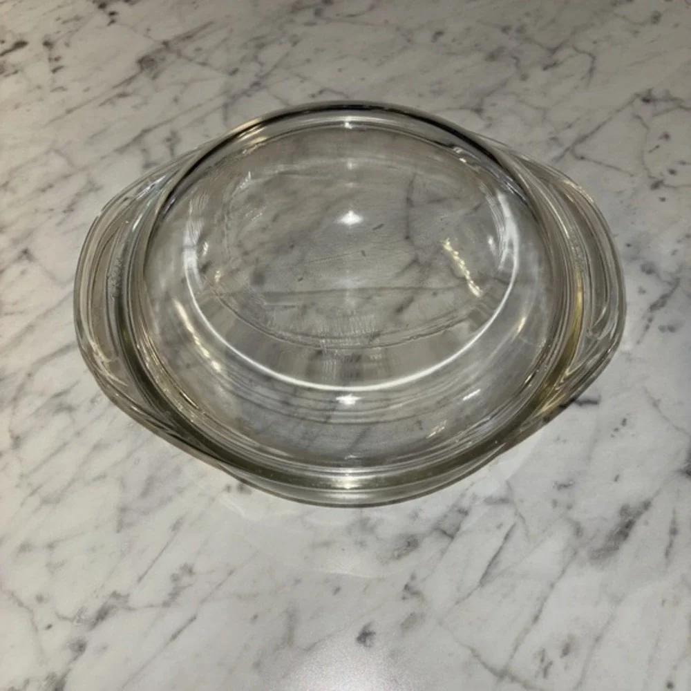 Vintage PYREX Corning Clear Glass 1.5L Round Casserole Baking Dish & Lid, 023